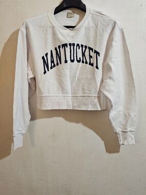 Nantucket Cropped Crewneck Sweatshirt - White